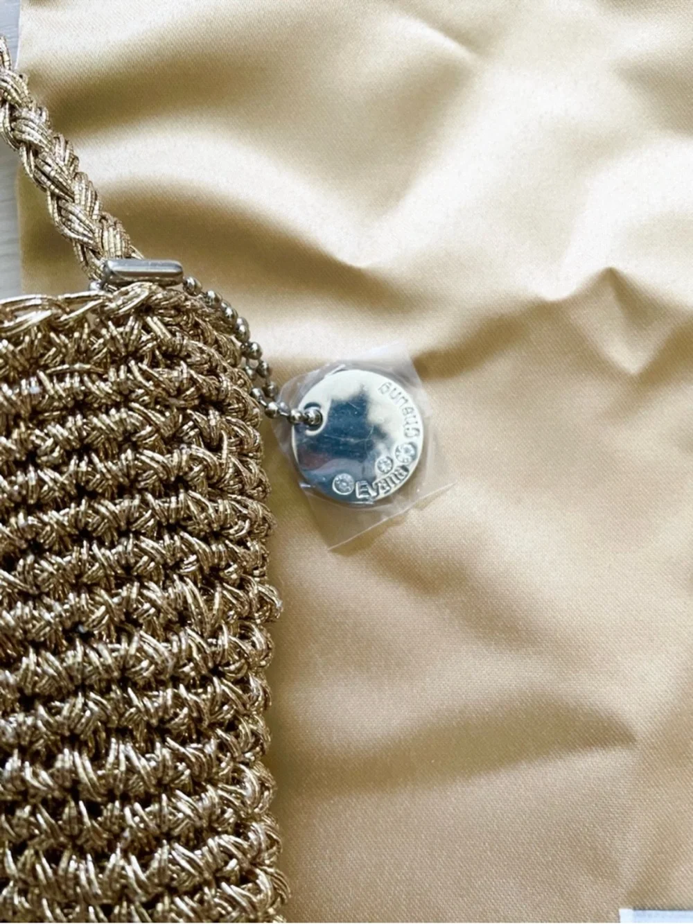 New Evana Cheung Summer Boho Woven Gold Bucket Shoulder Bag